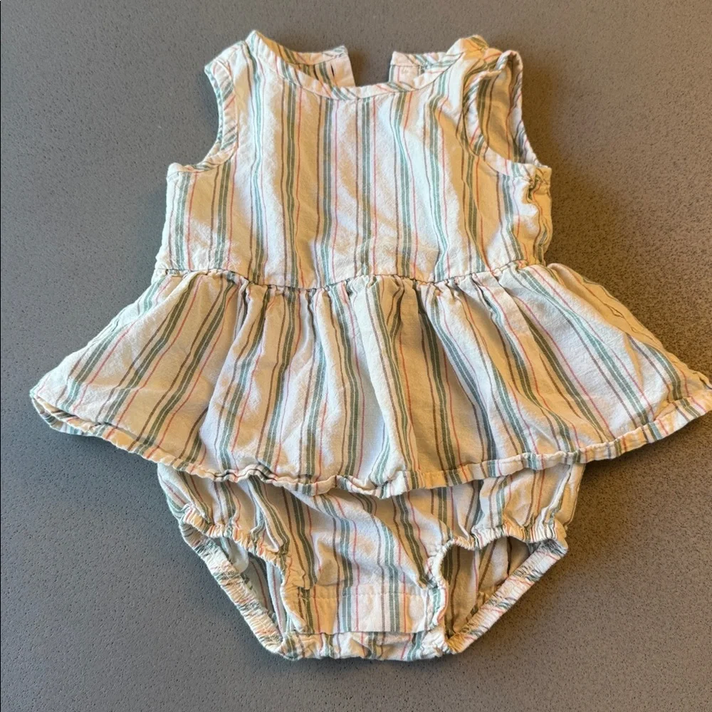 Little Planet by Carter’s Organic Cotton Baby Bubble Romper Dress Striped 18M